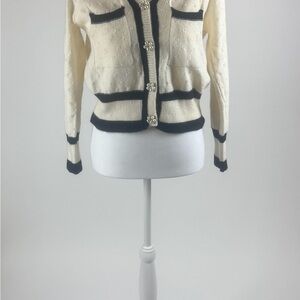 J.ING Cream and Black Buttoned Blazer